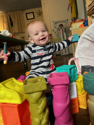 Baby Playing with Blocks